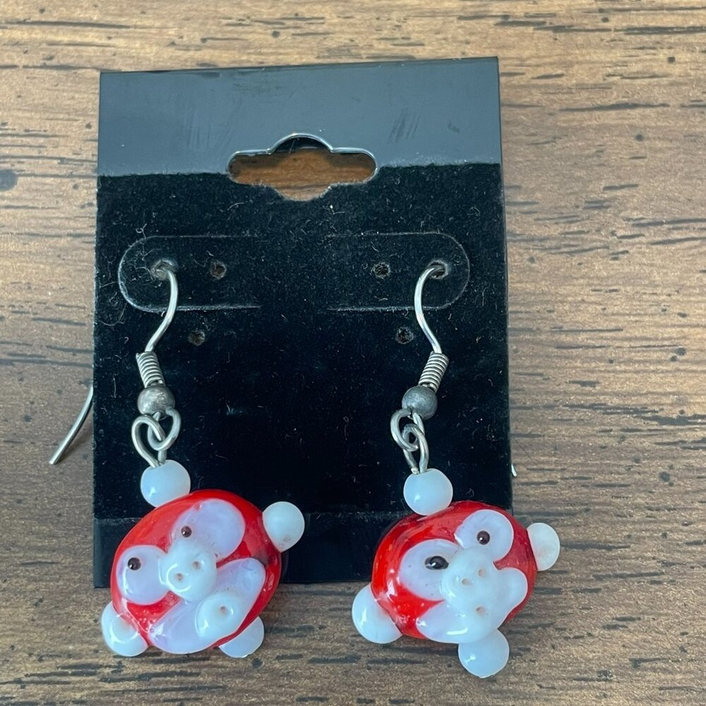 Charming Lampwork Glass MONKEY EARRINGS